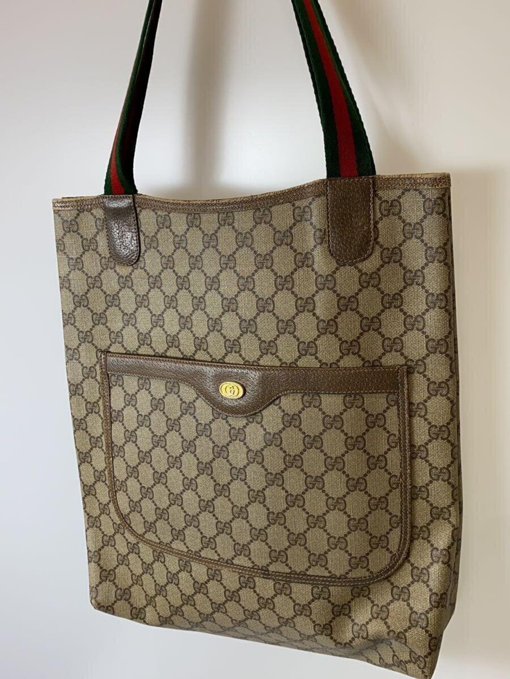 Gucci Line Tote Brown canvas Sherry GG Web monogram Supreme Bag Brown
